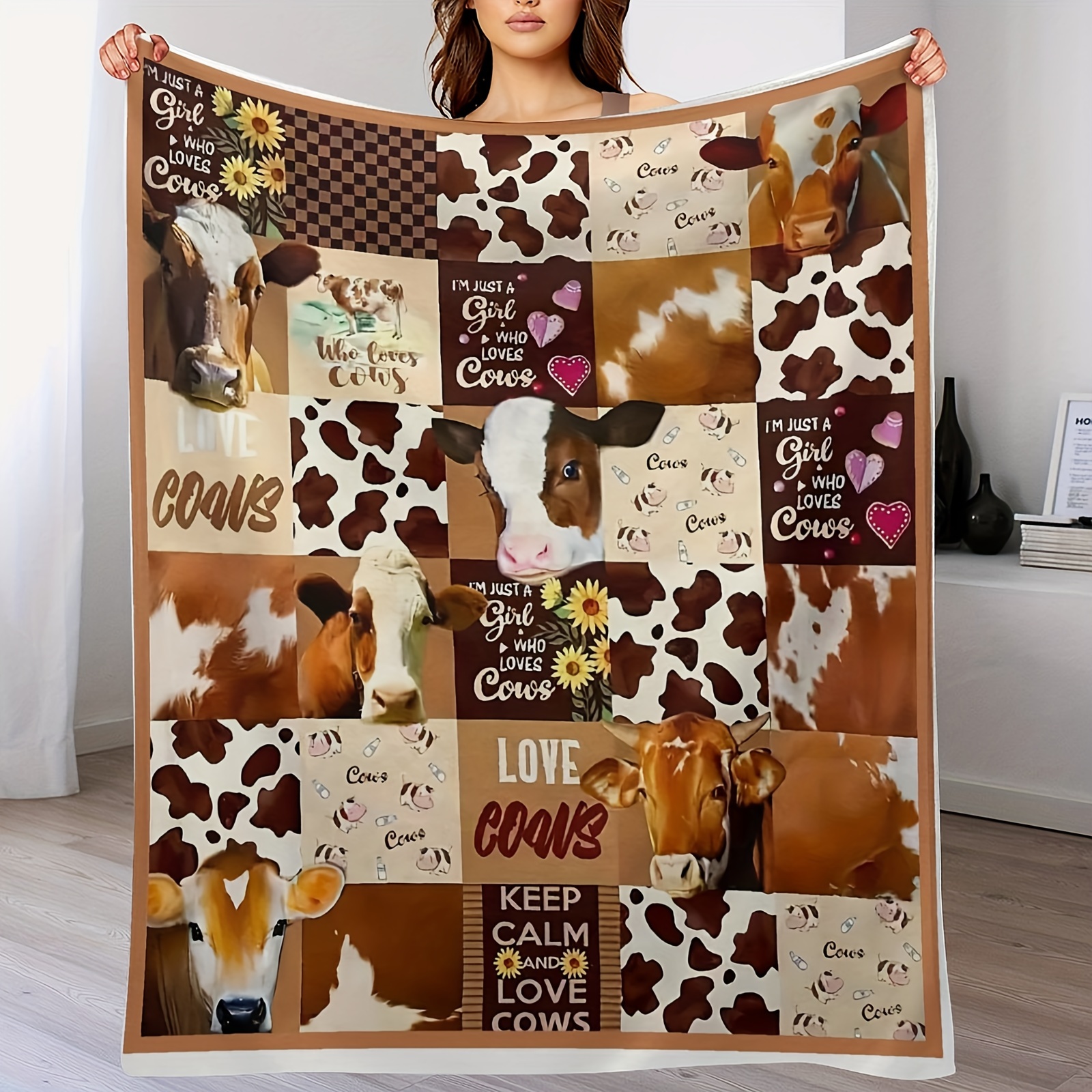 

Cow Print Blanket Cow Decor Bedding Throw Blanket Gifts For Girl Women Christmas Birthday Valentine's Day Soft Cute Farm Animal Cow Blanket Gifts