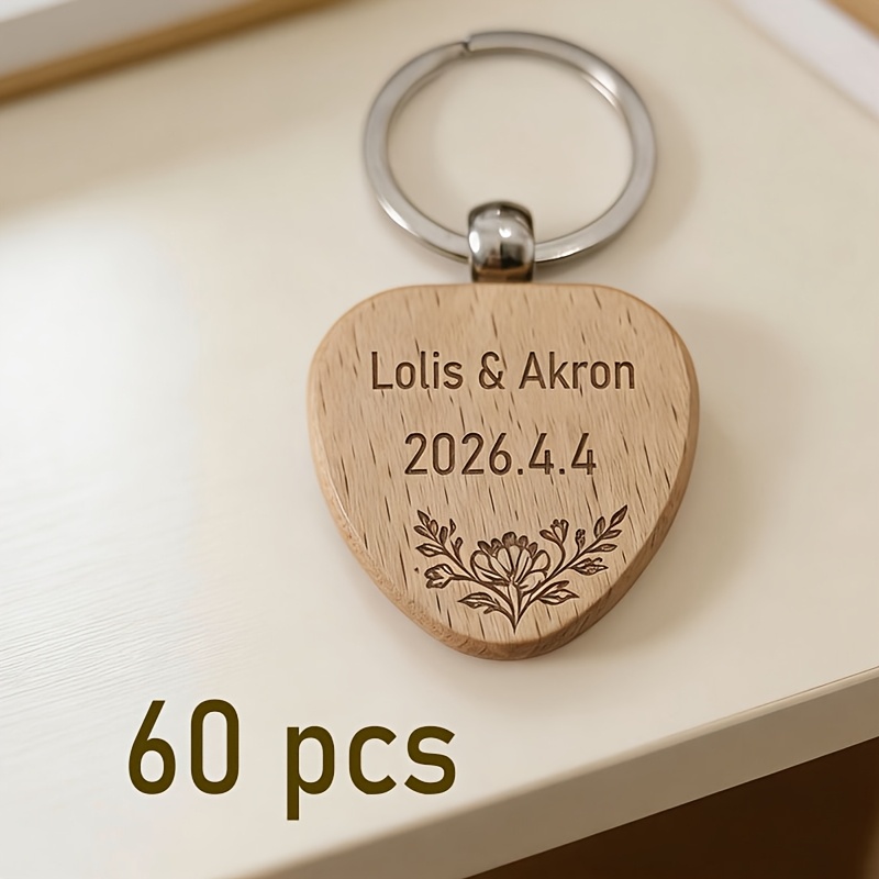 TEMU Porte-clés de mariage personnalisé - Personnalisé avec et dates, motif floral, cadeaux de fête de mariage et cadeaux pour invités parfaits,