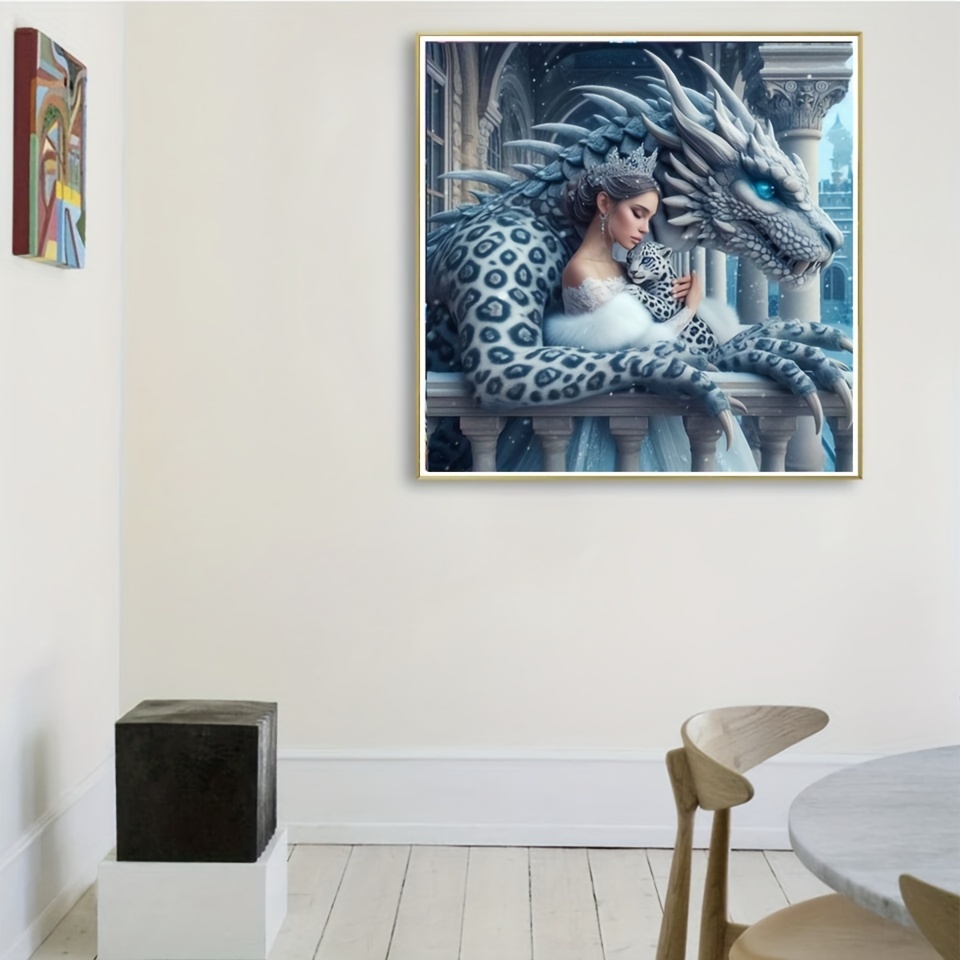 

Diy 5d Diamond Painting Kit, Leopard Woman Design, 20x20cm Frameless Acrylic Round Diamond Art, Full Drill Embroidery Craft For Home Wall Decor