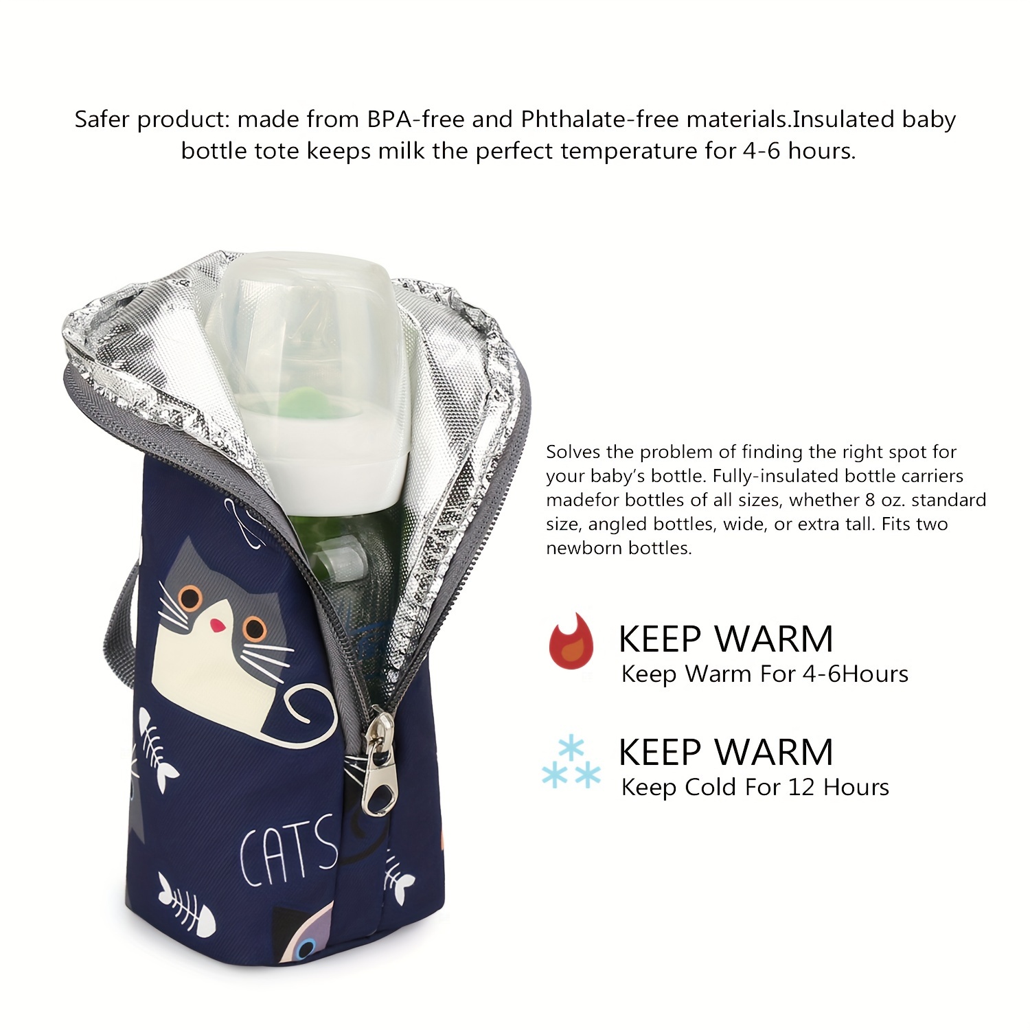 portable milk bottle bag aluminum film insulated   stroller hanging bag details 9