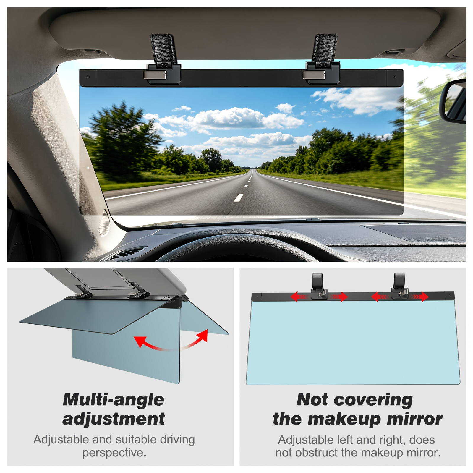 car sun visor extender polarized dual clip adjustable sun visor extender sun visor uv400 anti glare uv protection anti reflective universal large size car interior additions Product details 3