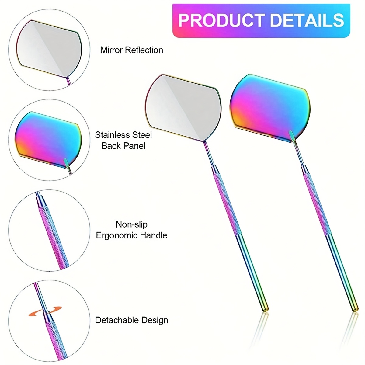 Portable Handheld Stainless Steel Makeup Mirror for Eyelash Extensions