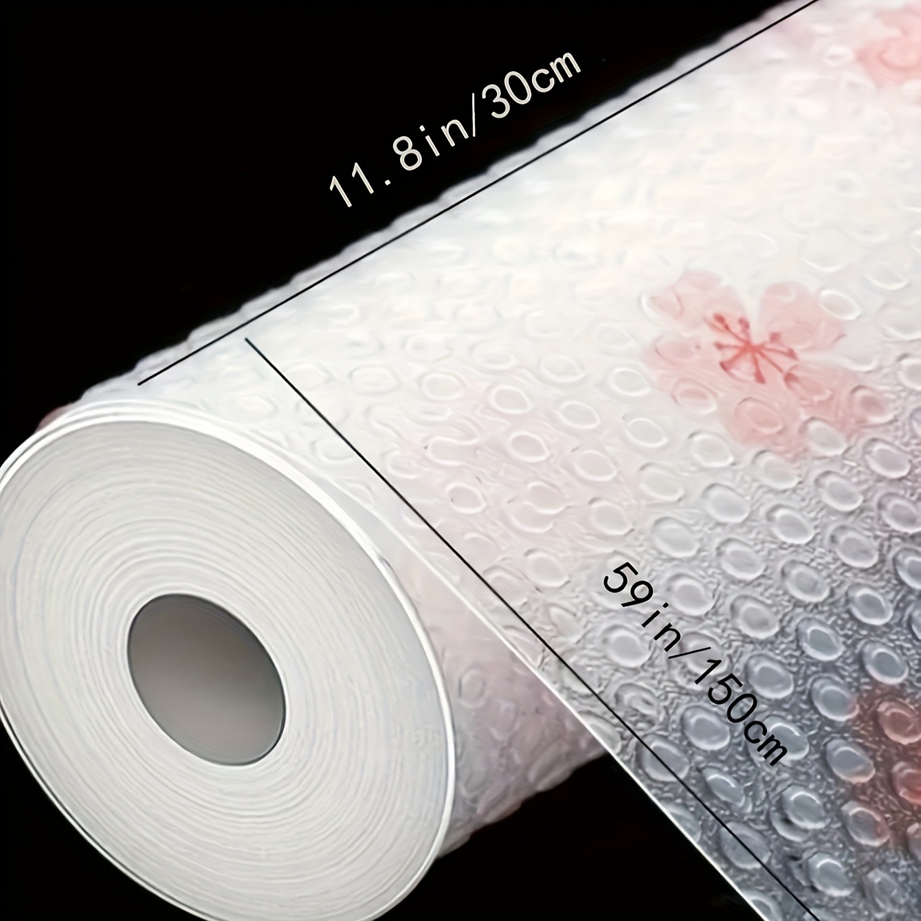 Image of Cuttable Pink Floral Mat Thickened Waterproof Kitchen Refrigerator Pad Desk Drawer Shelf Liner Home Storage Cabinet Wardrobe Mat Multiple Sizes 30x150cm/45x150cm/60x200cm