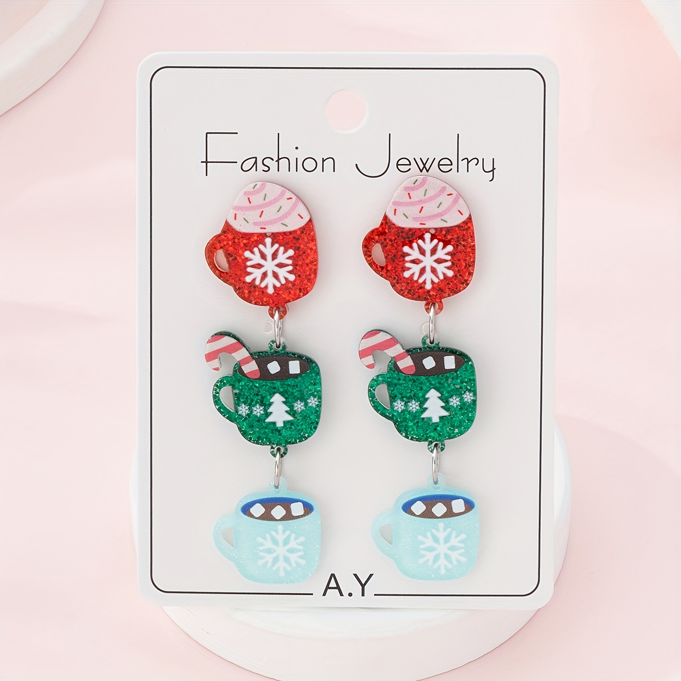 TEMU 1 Paire de Boucles d'Oreilles Pendantes pour Femmes, Design Arbre à de Neige Colorés, Cadeau Idéal pour les Fêtes de Noël