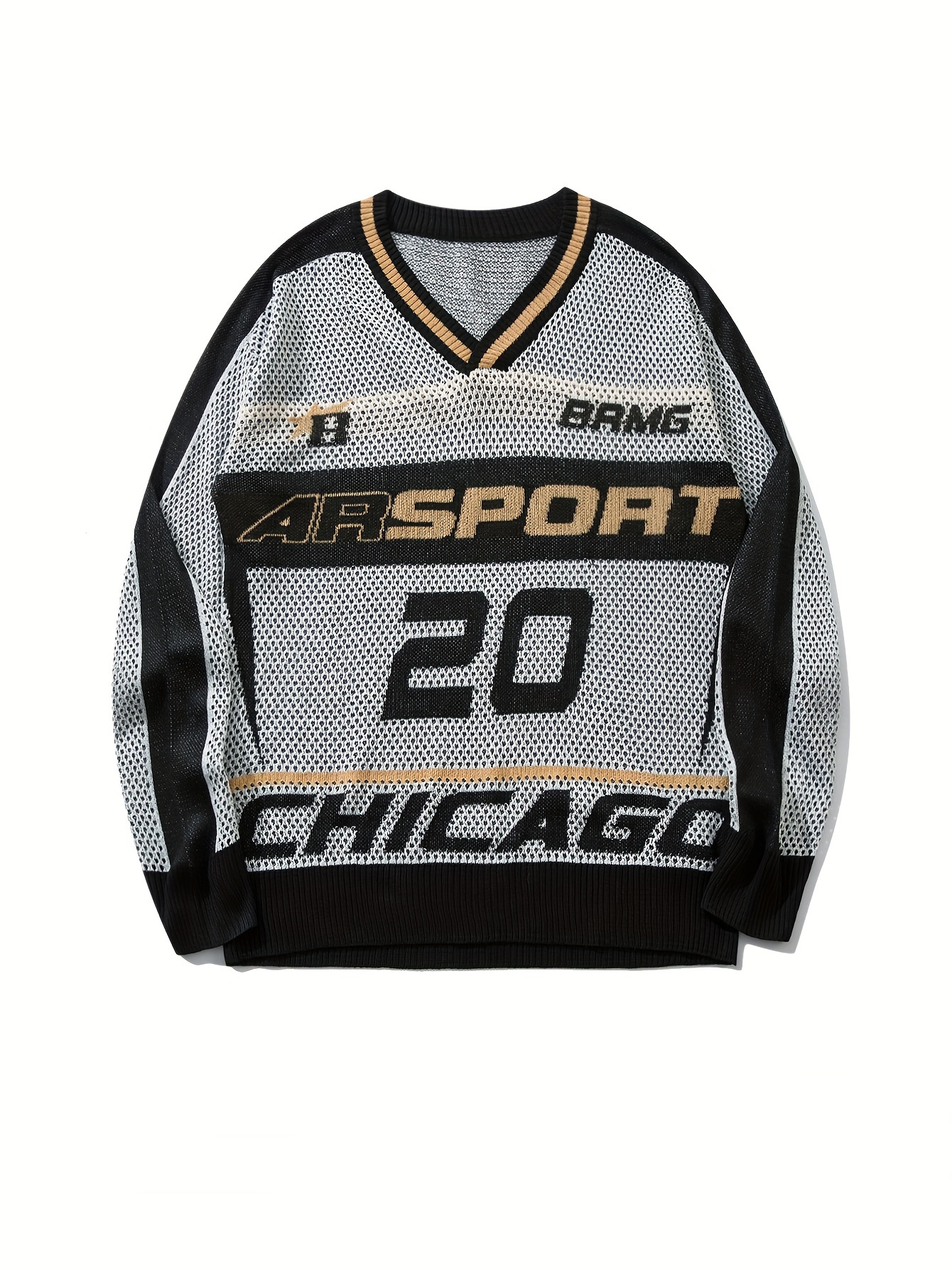 heren casual v hals trui met ontwerp lange mouw Temu Belgium