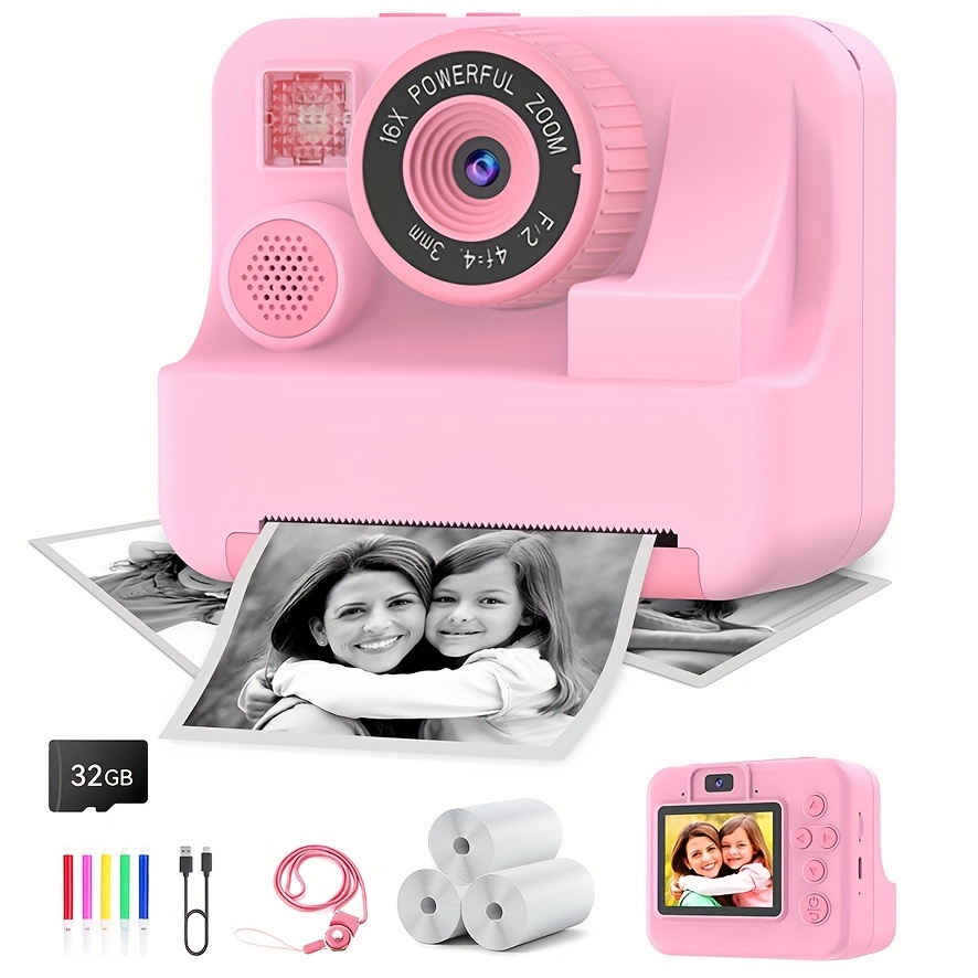 Kids Camera Instant Print Camera For Kids, Portable Camera That Print Photo, Instant Digital Camera For Kids Printing Camera Toy 3 4 5 6 7 8 9 10 Year Boy Girl Christmas Birthday Gift