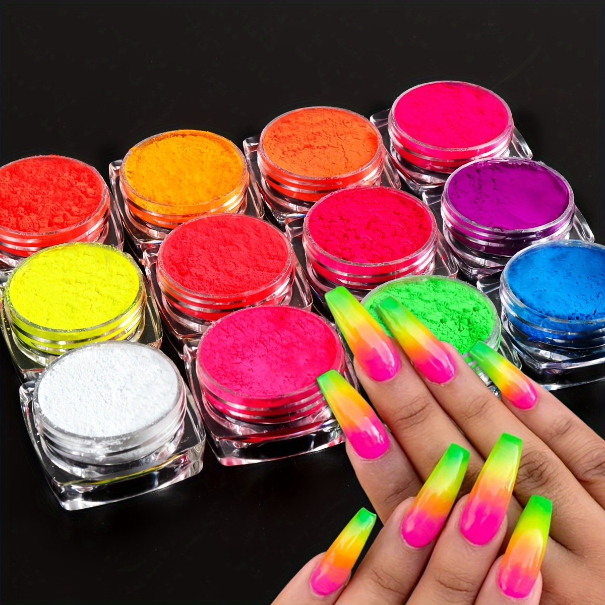 10 ml Neon Nail Glitter Powder Fluorescent Pigment Powder Decortion Bright  Color Nails accessories for Everything Manicure Dust - AliExpress