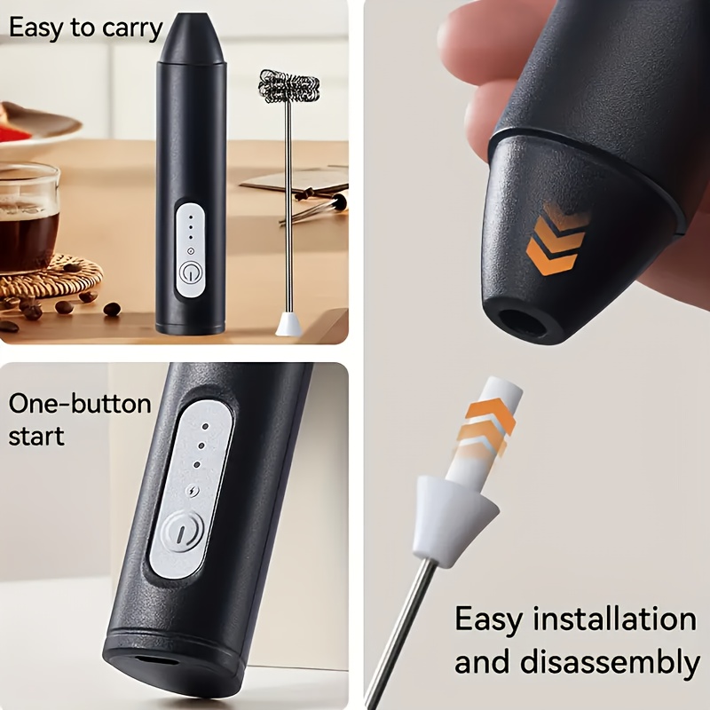 2 in 1 electric milk frother handheld mixer with usb charging   adjustable powerful motor built in egg beater foam maker cordless operation for   cappuccino whisky   appliance with ergonomic handle usb powered compatible with usb   handheld milk frother Product details 1