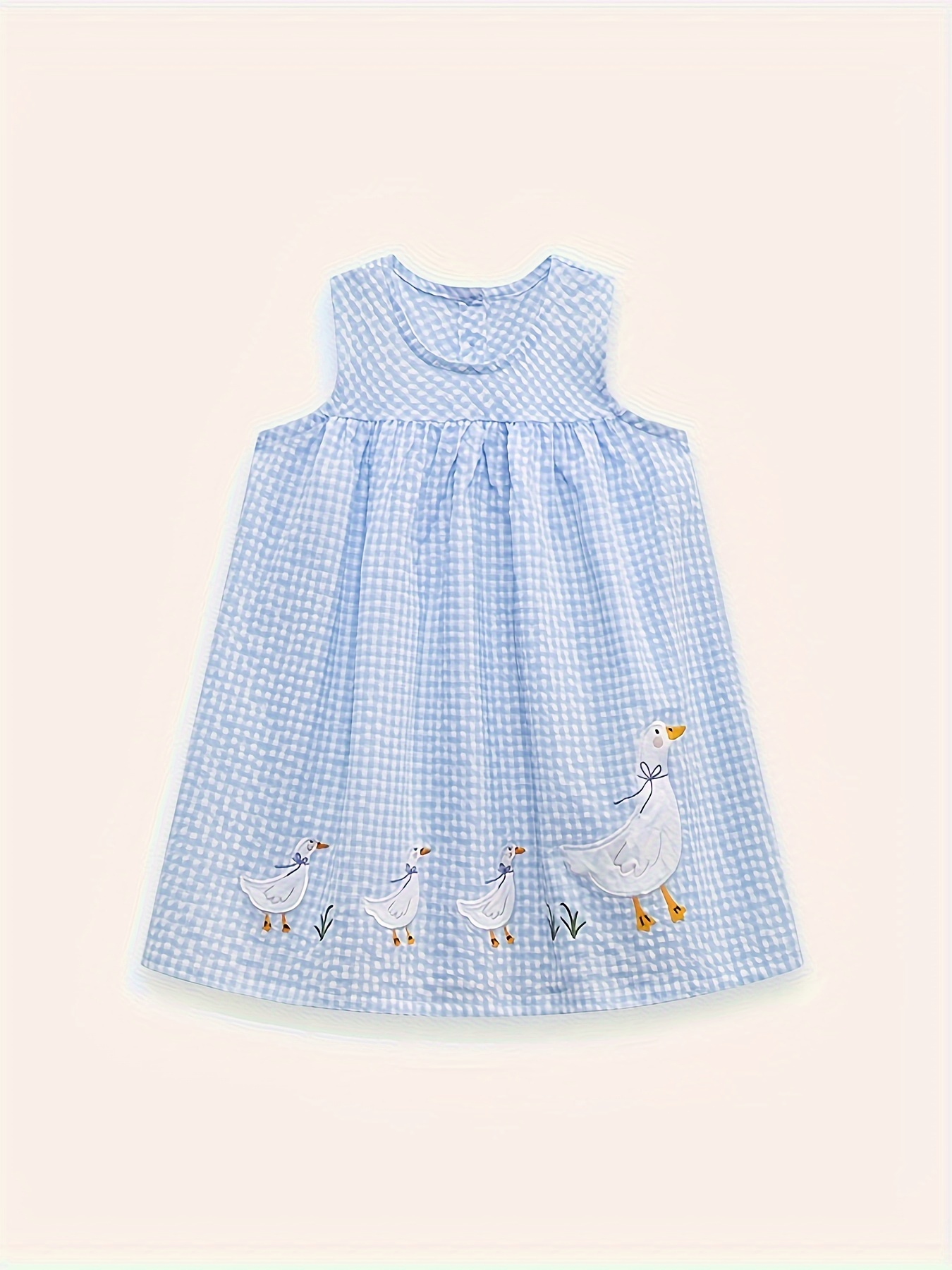 Little Girls Cute Duck Pattern Sundress, Comfy Breathable Loose Sleeveless Dresses For Girls Summer Outfit