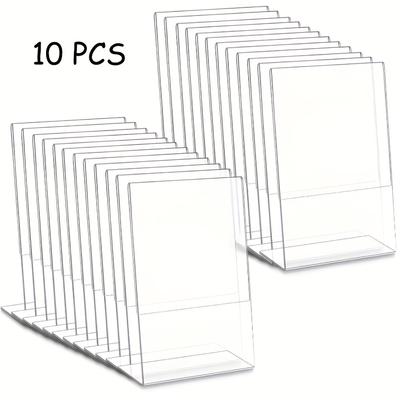 E-shop 10 Stück transparente Acryl Schildhalter mit geneigtem Rücken - Keine Montage erforderlich, einfacher Aufbau, modernes, langlebiges Design,