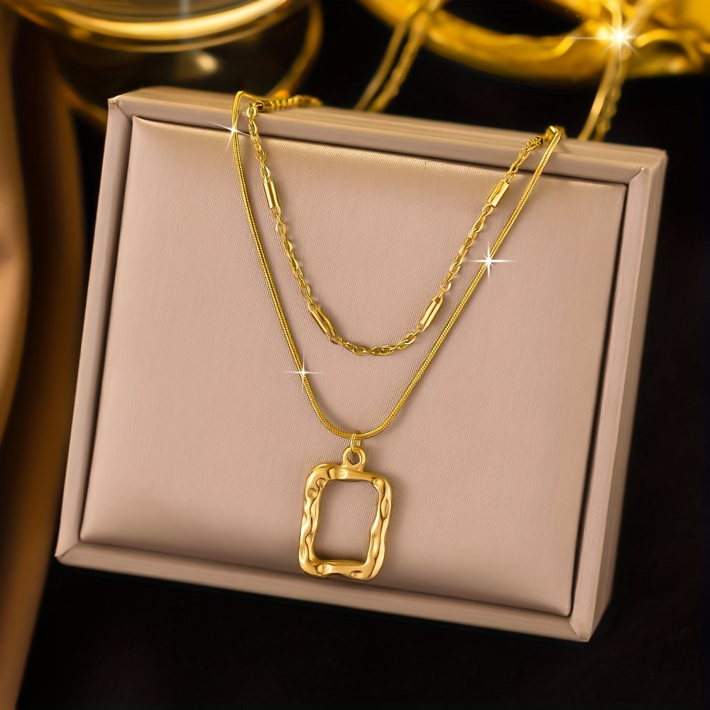 Women's Double-layer Rectangular Pendant Necklace
