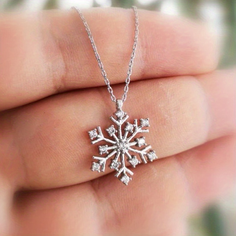 TEMU Collar de Zirconia con , Exquisito Colgante de Flor para Mujer, Collar Casual Diario, , Collar de Navidad, Joyería, Regalos