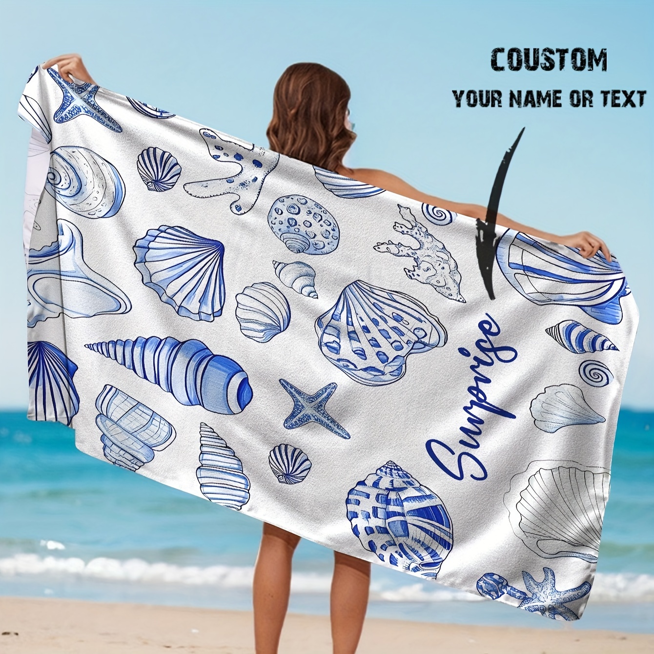 Custom Personalized Beach Towel - Upload Your Photo & Text Microfiber Towel Multiple Sizes