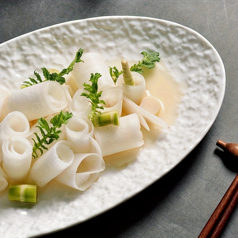 2pcs Ceramic Fish Oval Plate - Oven Safe Japanese Style, Elegant Luxury Dish for Home Steaming Fish & Food Presentation