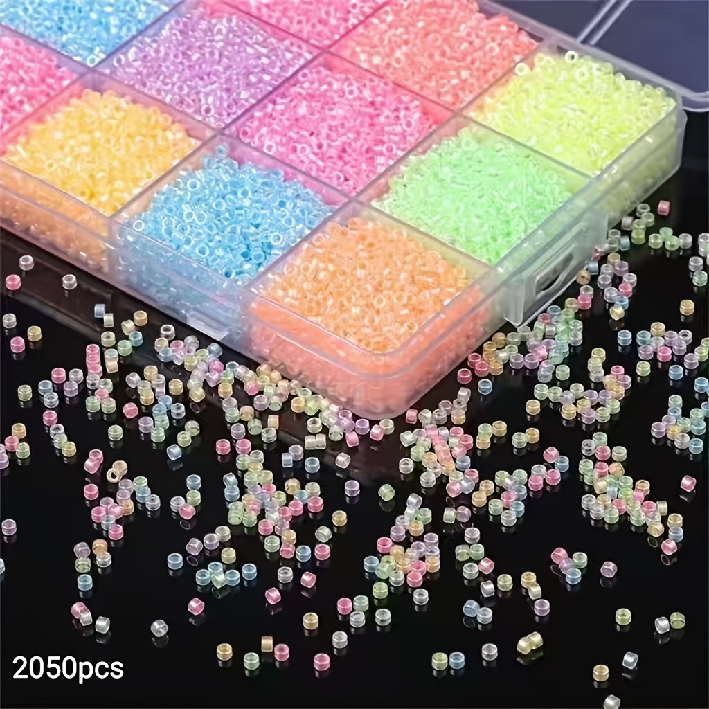 TEMU 2050pcs Perles de riz en verre lumineux de 2,5 mm, perles en vrac pour de vêtements, la couture à , , les robes, ancien, les épingles à cheveux,