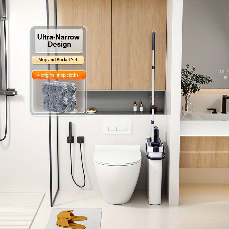 E-shop Lazy Flachmopp-Set mit 4 Mop-Pads – Doppelzweck für Trocken- Nassreinigung, Ideal für Schlafzimmer, Küche, Wohnzimmer, Badezimmer – Langlebiger