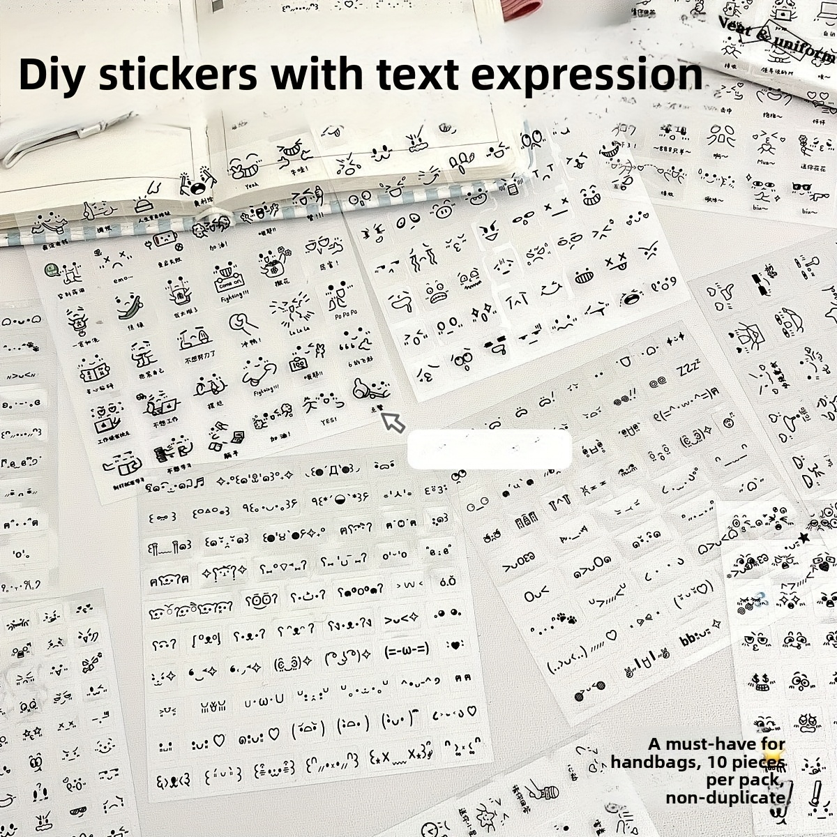 10 Sheets/pack, No Samples, , Transparent Stickers, Cute Cartoon, High-value Symbols, Student Specific Account Materials Decoration