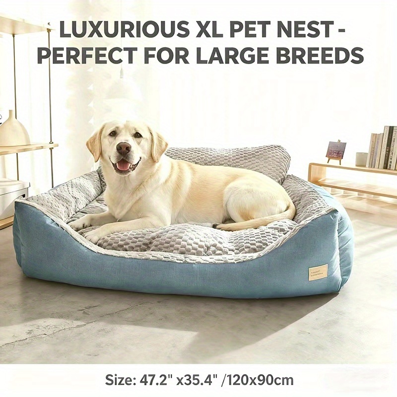 TEMU 1pc Luxury Extra-large Soft Dog Bed For Large Breeds, Human-scale Design, Dog House And Dog Mat Used Separately, Machine Washable And Hand