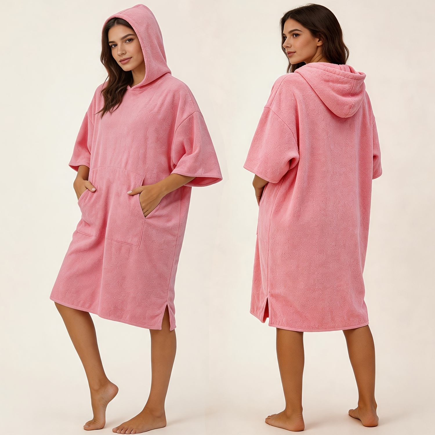 TEMU Bata de baño con capucha de un solo color - Capa para surf y playa, de material de microfibra ultraabsorbente, de secado rápido y sin arena,