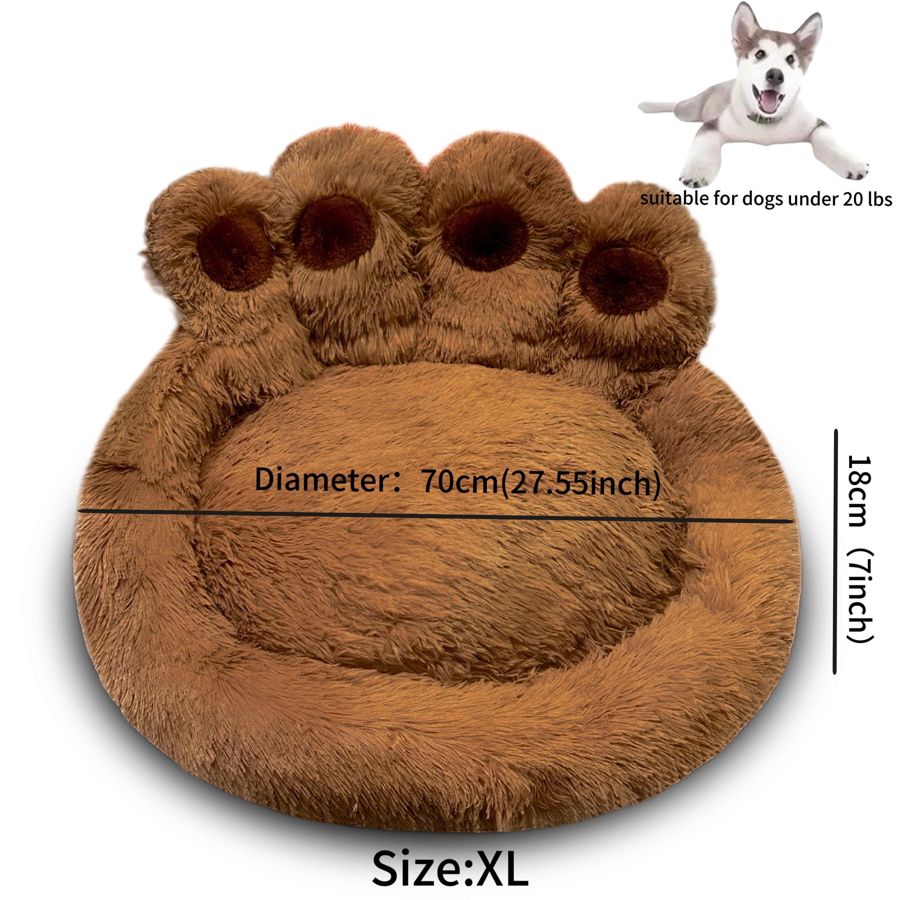 deluxe   plush pet bed ultra soft   fur round lounger for dogs cats warm and calming donut nest with anti slip bottom thick pp filling machine washable   small medium large breeds all year round Product details 15