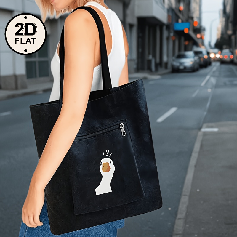 TEMU Laptop Bag Shoulder Bag | Large Capacity Question Duck Print Handbag - Spacious And Durable Shoulder Backpack, Laptop Bag, Zipper Closure,