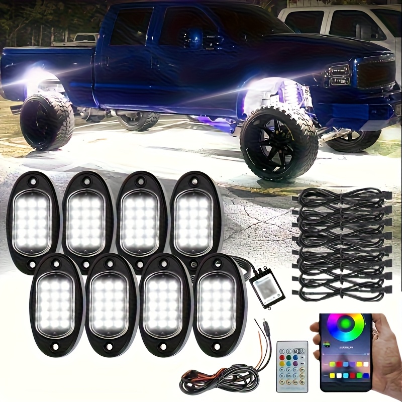 TEMU 48pods Car Accessory Exterior Accessories Rgb Led Rock And Roll Lighting Kit With Apprf Downlight And 12v Exterior Lights Vibrant Colored