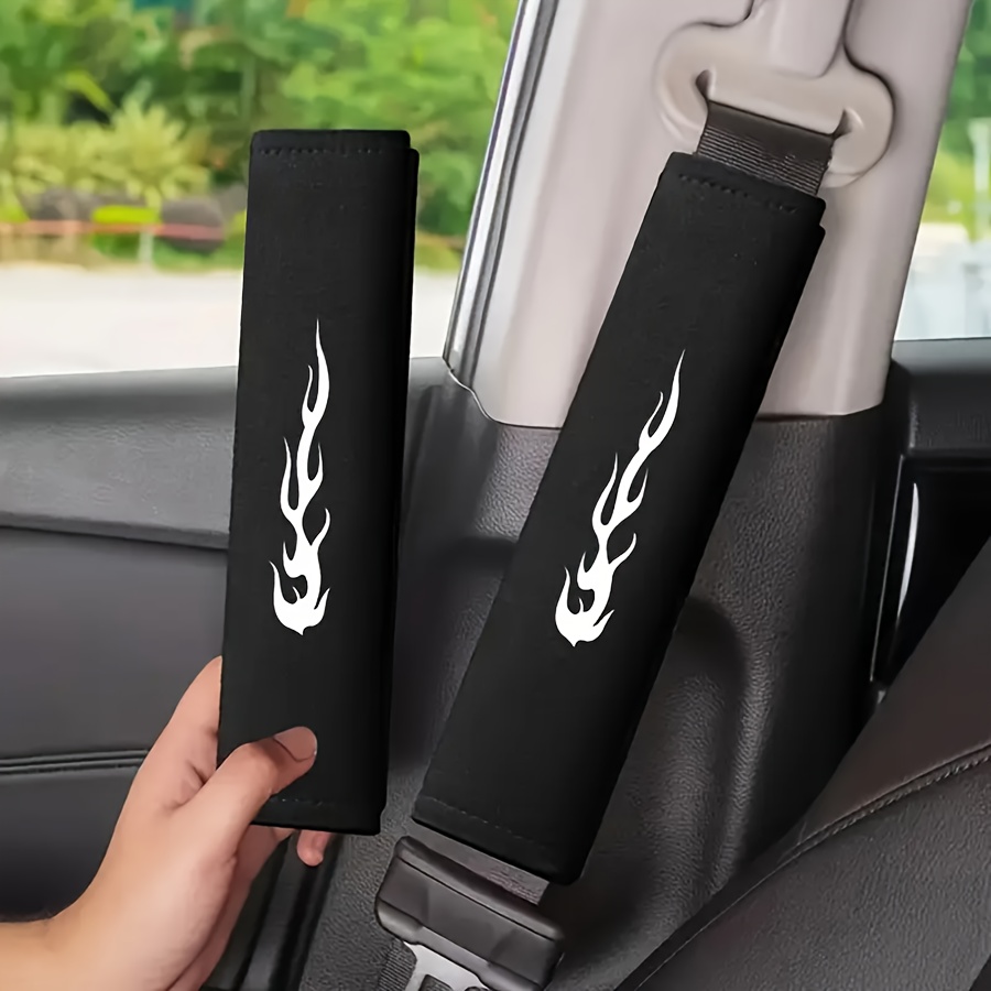 TEMU 2pcs Car Embroidered Shoulder Pads, Soft Seat Belt Covers, Universal Automotive Accessories, Breathable And Adjustable Seat Belt Shoulder Pads