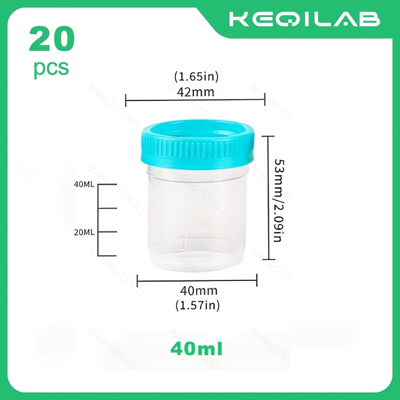 TEMU 20 Threaded Cap Sampling Bottles, Plastic Sampling Cups, 40/60ml Sample Collection Containers, Good Sealing, Transparent Cup Body With Scale