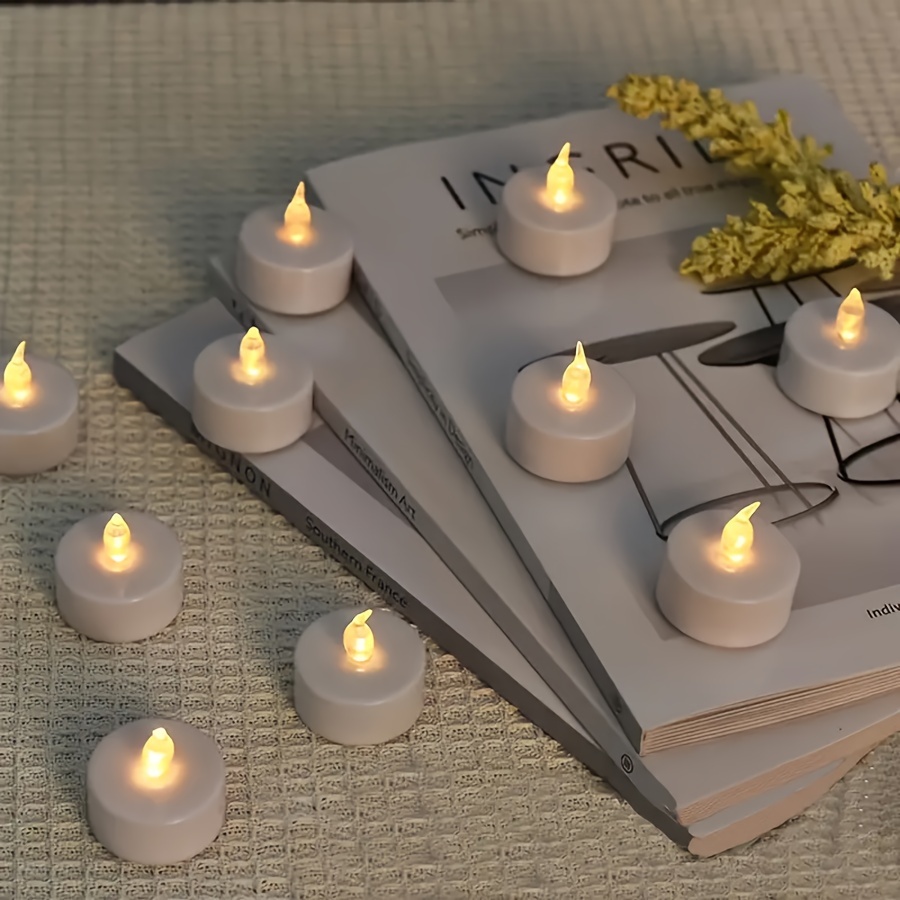 

love Spark" 24pc Led Wave Candle Lights - Perfect For Romantic Nights, Valentine's Day, Proposals & Anniversaries - Battery-powered Table Decor Illuminate Your Love Story