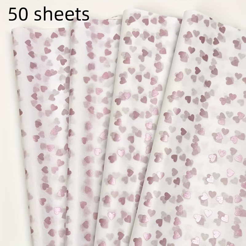Image of 25/50 Sheets Rose Golden Small Heart Pattern Thin Paper, 20*14 Inch Gift Wrapping Paper, Suitable For Valentine's Day, Wedding, Christmas, Birthday Gift Wrapping