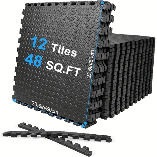 12 24 48 pack thick foam gym floor mats interlocking evarubberfloor protectors for home and gym use 24 x24 61cm x61cm