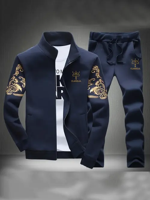 spring and autumn style mens zipper open cardigan sports suit