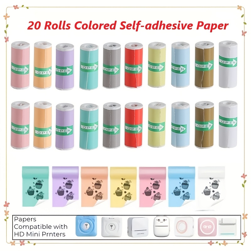 TEMU Colorful Self Adhesive Thermal Paper, Mini Printer Paper, Pocket Printer Printable Sticker Paper For Thermal Printer