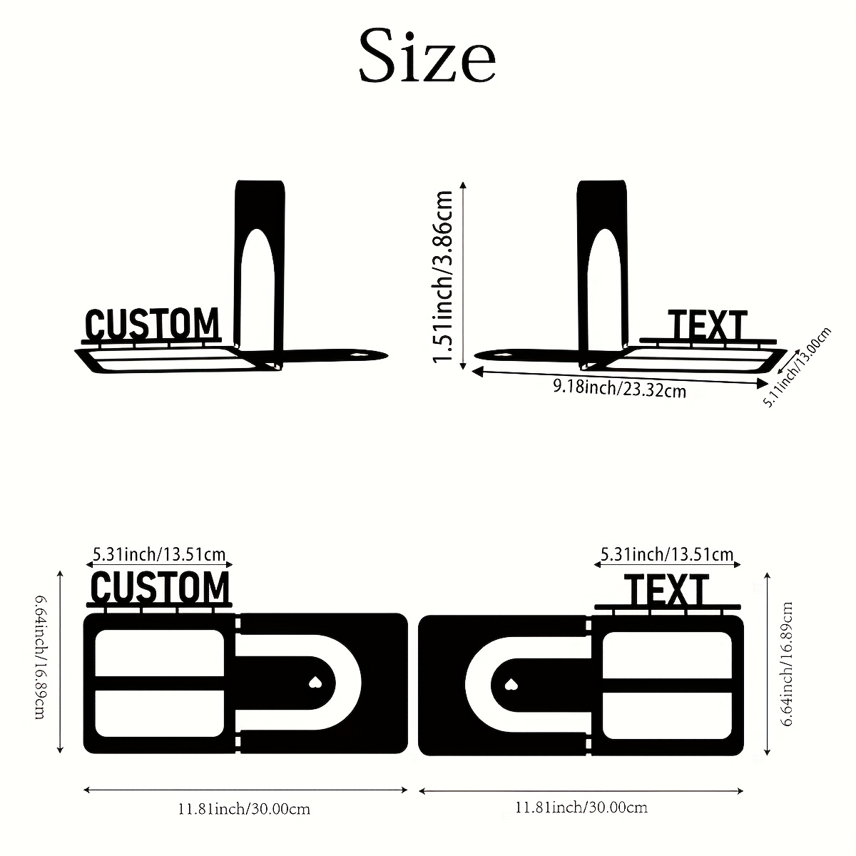 TEMU Personalized Metal Bookends & Desk Organizer - Custom Text/labels, Heavy-duty Metal Construction, Space-saving Bookshelf Rack For Home Office,
