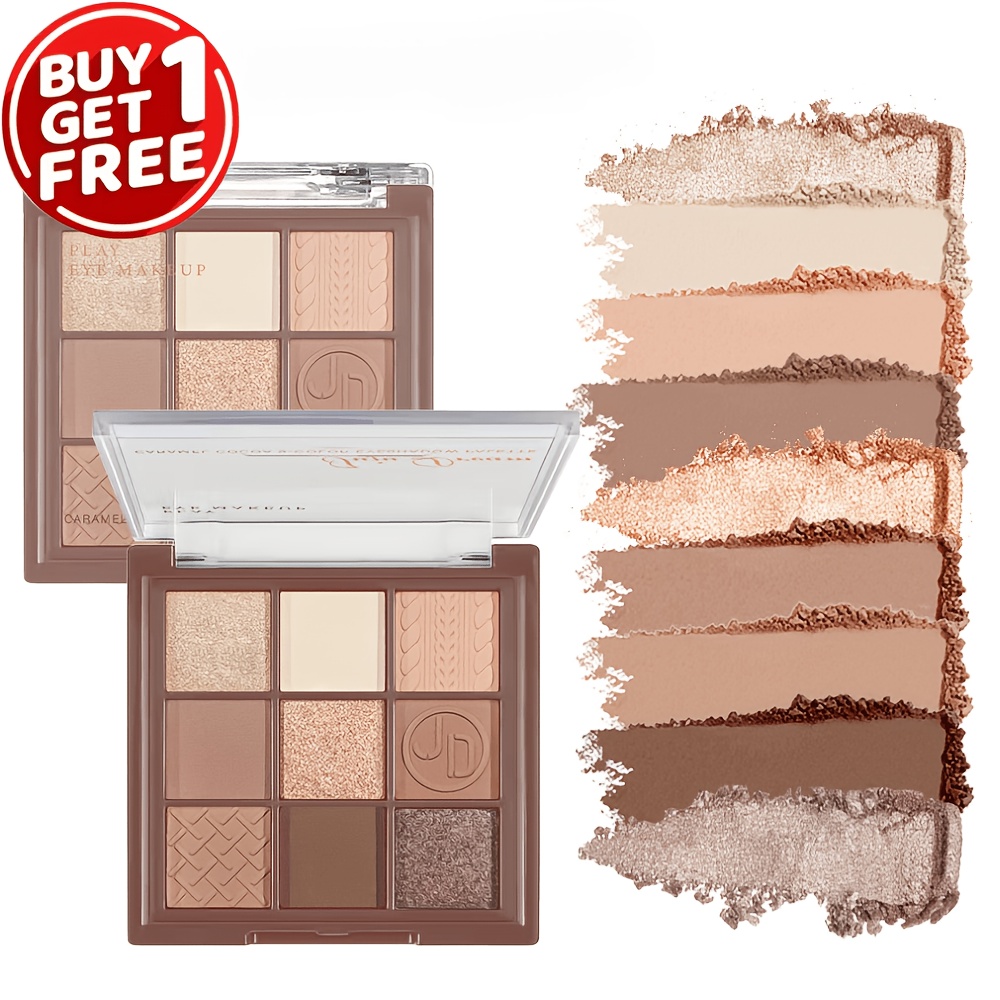 2pcs Nude Brown Eyeshadow Palette Set - 9-color Matte & Shimmer Eye Makeup Kit, Pigmented, Long-lasting Waterproof Glitter Eyeshadow For & , Soft Texture, Beginner Friendly