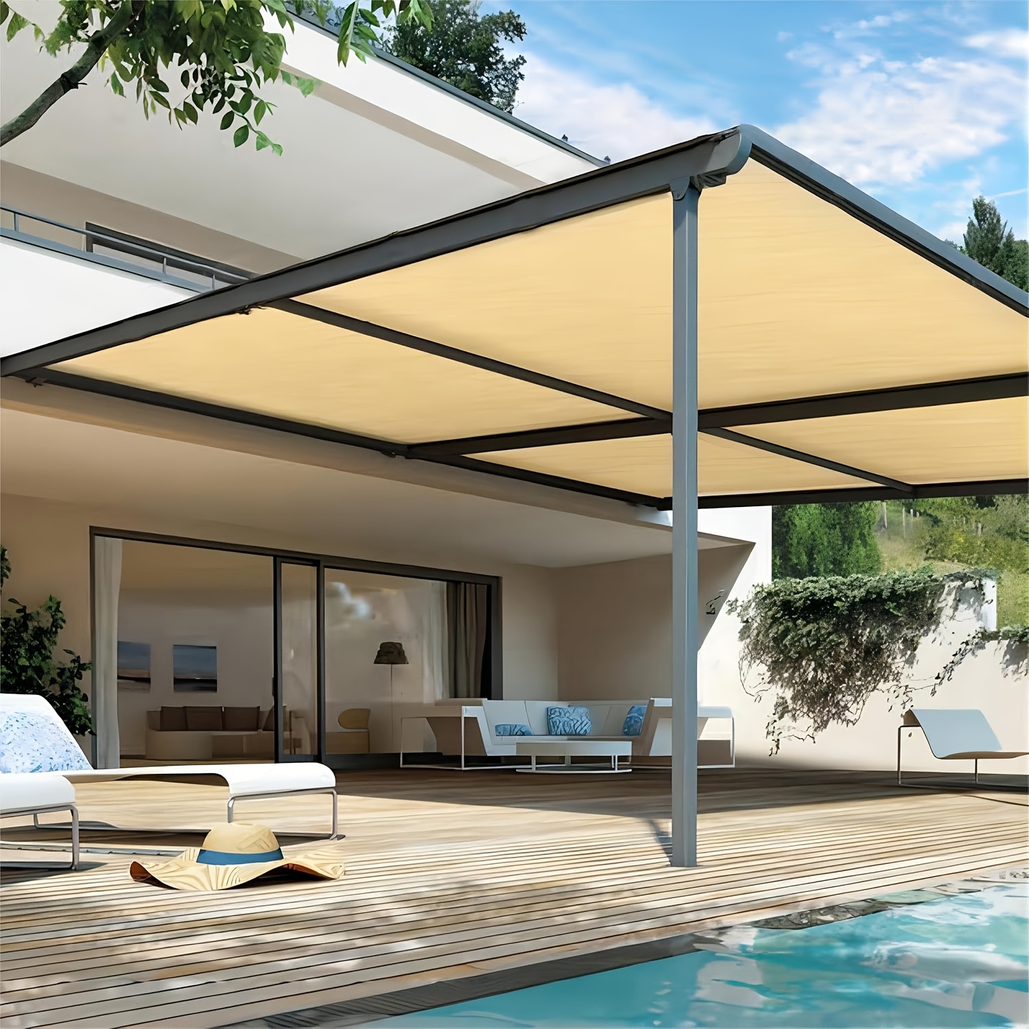 90 sun shades for patios 12x16ft shade fabric sun shade cloth taped edge with grommets sun block mesh shade for pergola cover canopy grey 12 bungee balls