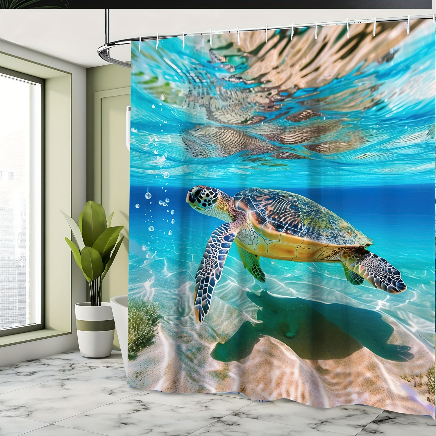 

3d Print Shower Curtain - , No-drill Polyester Bathroom Decor & Free Installation Kit