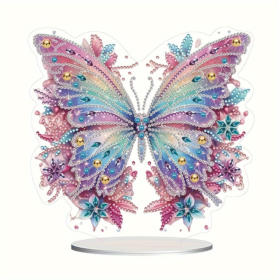 

Diy Diamond Painting Kit - Acrylic Butterfly Art With Irregular Shaped Diamonds, Insect Theme Desk Decor And Surprise Gift