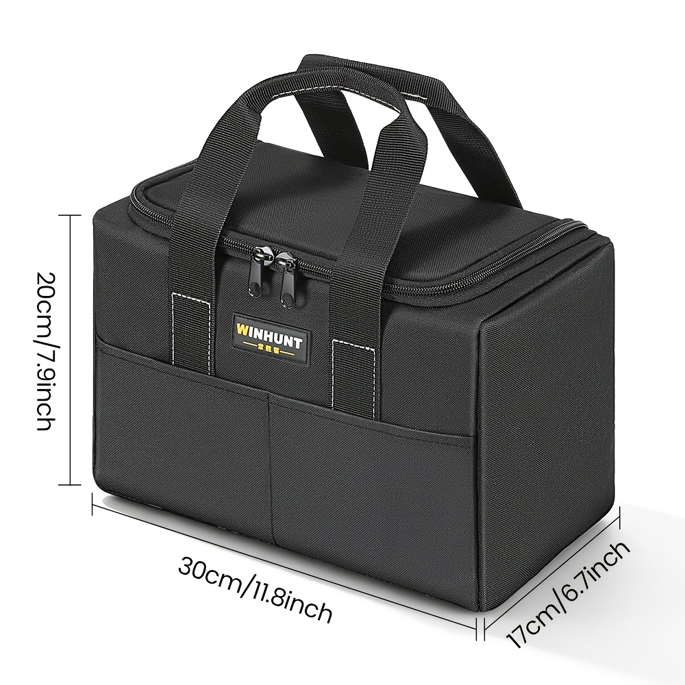 TEMU Borsa porta attrezzi da 12 pollici in resistente tessuto Oxford, borsa a spalla multi-tasche per riparazioni domestiche, elettricista