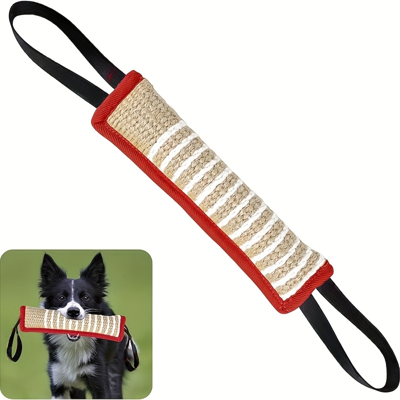 [ Best Dog Toys ] Dog Leash Toy Jute Anti-bite Stick - Durable Training Equipment, Interactive Toy For Small To Large Dogs, With 2 Sturdy Handles