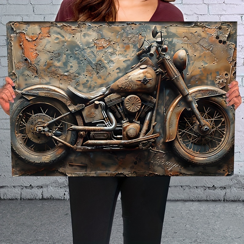 

1pc2d Wooden Framed Canvas Painting Motorcycle Wall Art Prints For Home Decoration, Living Room, Bedroom, Bathoom & Bathtub, Festival Party Decor, Gifts, Ready To Hang