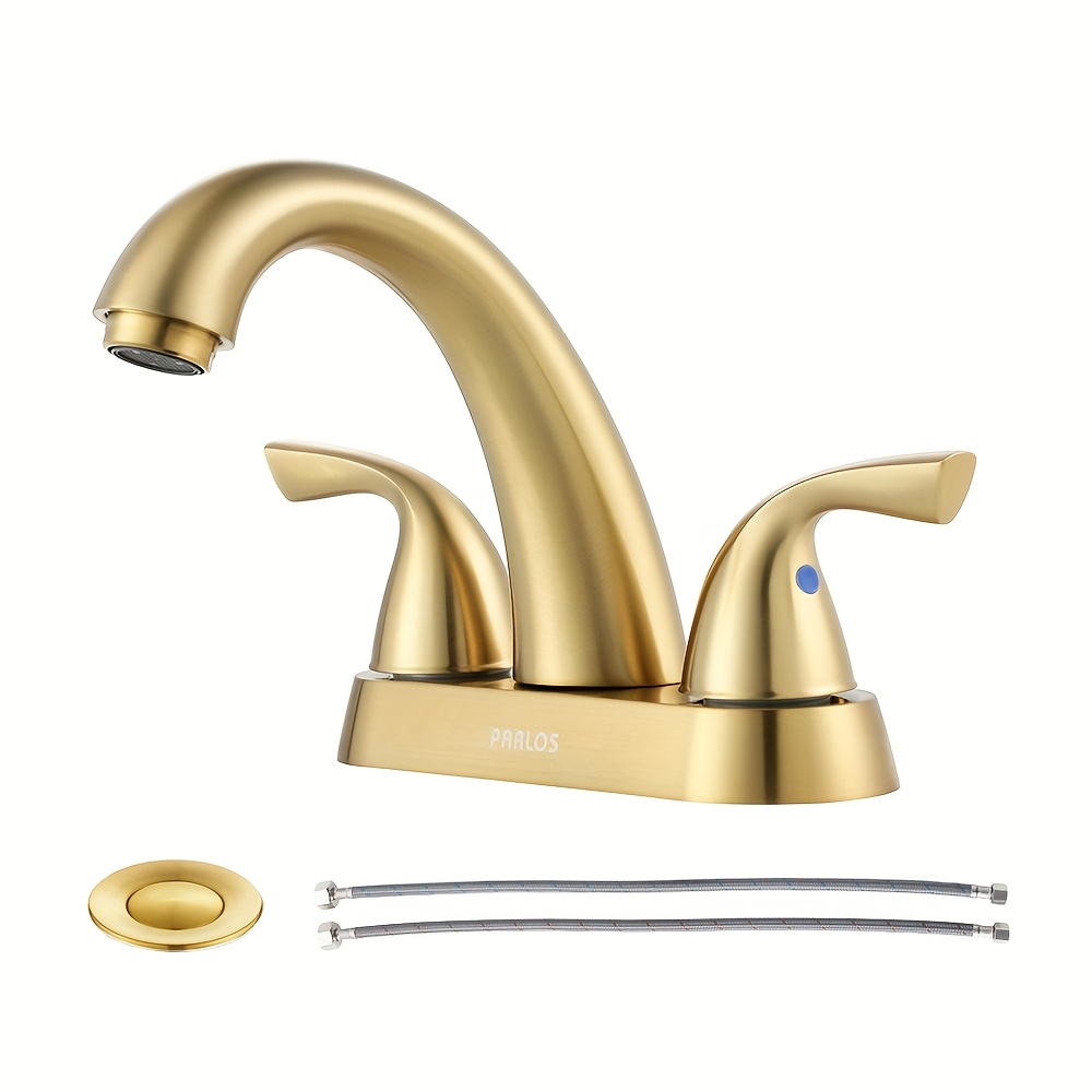 PARLOS Two-Handle Centerset Bathroom Faucet - Lead-Free Mixer with Metal Pop-Up Drain