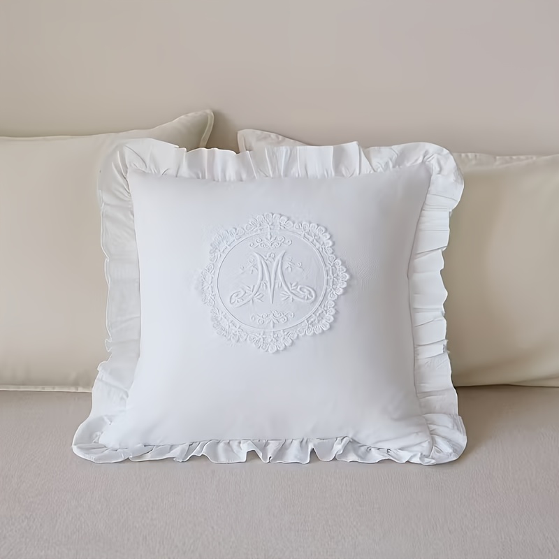 E-shop Französische Spitze Kissenbezug Weiß Quadratisch Kissen Taillenkissen Amerikanisches Kissen Sofa Schlafzimmer Kissenbezug Rückenlehnenbezug