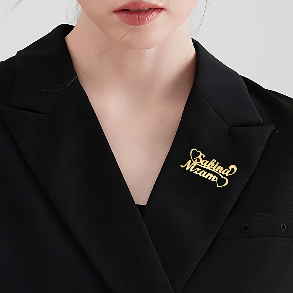 Customize a Personalized Stainless Steel Name Heart Brooch, Available in 1 to 2 Layers - Perfect for Birthdays, Weddings, Graduations, And Special Occasions with Custom Letter Pins - Featuring an Elegant And Minimalist Design.