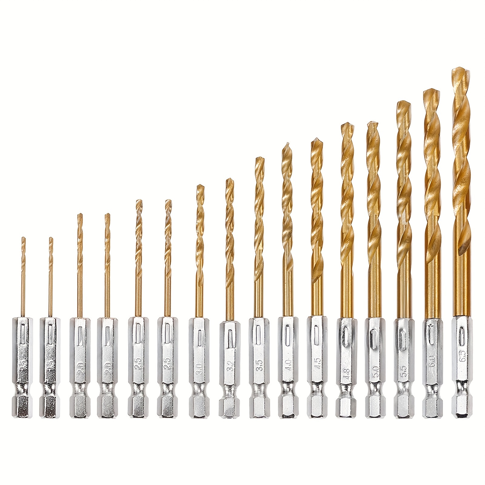 

32-piece Titanium Coated Steel Twist Drill Bit Set, Hex Shank, , Sae Standard, No , Steel Material, Manual Power-free