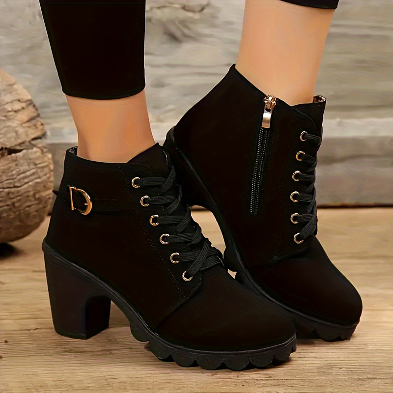 heel ankle boots side zipper comfortable - Temu Romania
