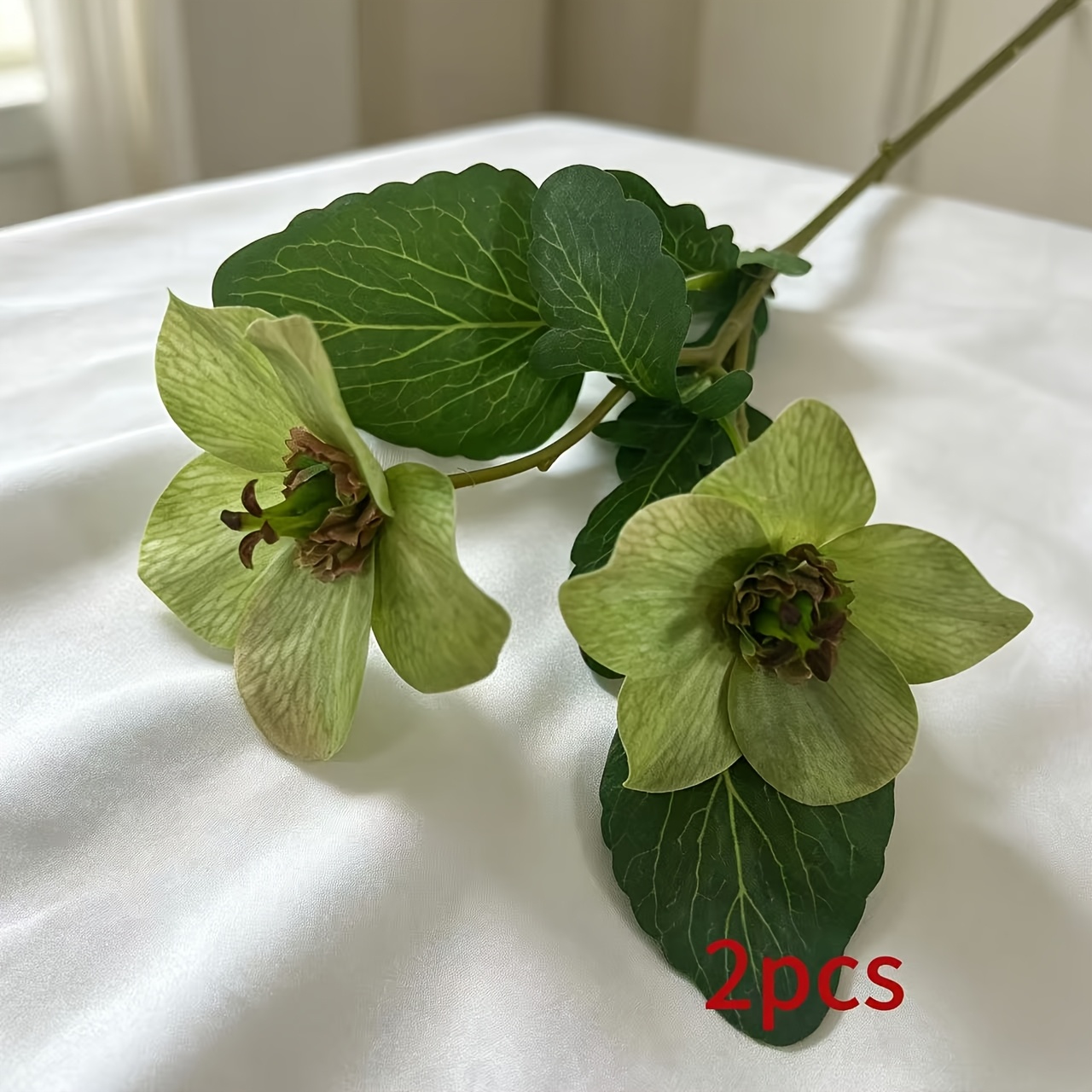 TEMU 2pcs Set Of Realistic Branches, Simulated Christmas Roses, 3d Printed Realistic Flowers, Suitable For Indoor And Outdoor Weddings, For Various