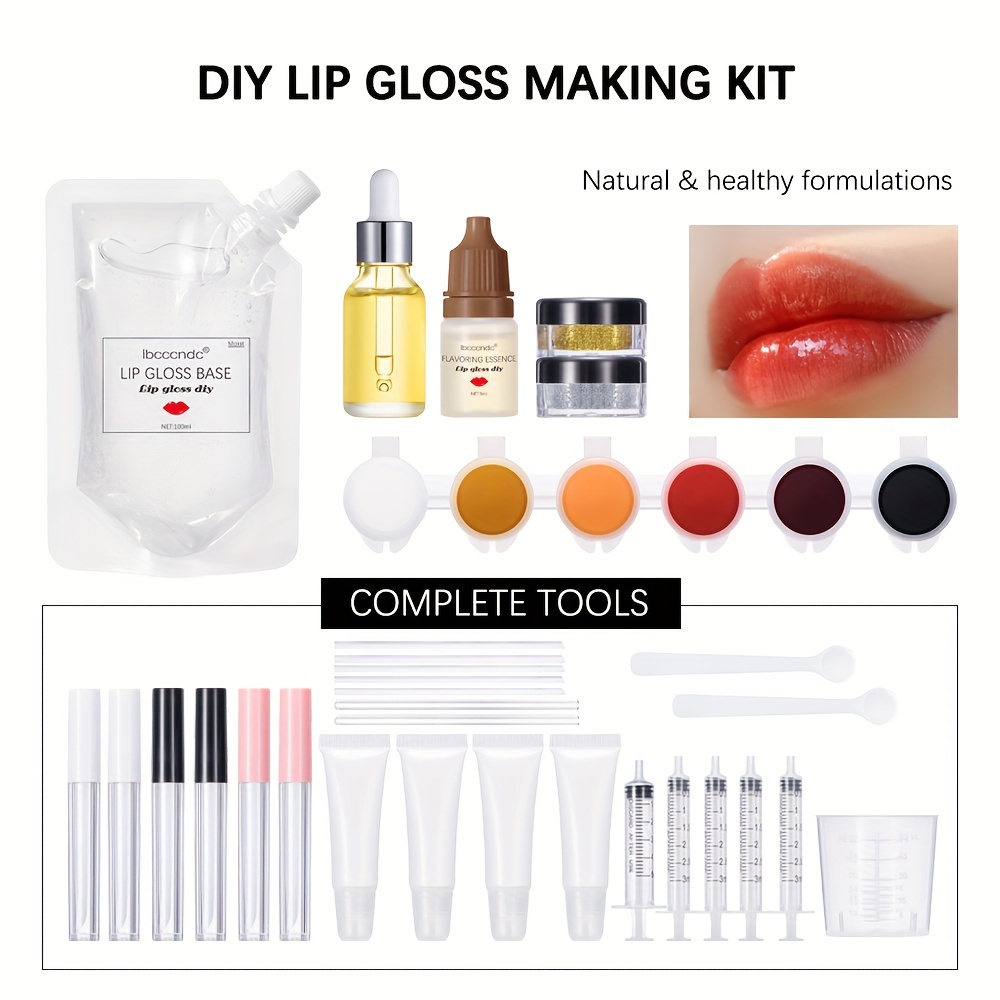 TEMU Ibcccndc Diy Lip Gloss Making Kit, Make A Unique Lip Gloss , Enjoy Of Beauty, And , Natural & Health & Handmade, Fun Makeup Kits For Girls To Create 10 Moisturizing And Shiny Lip Gloss-easter
