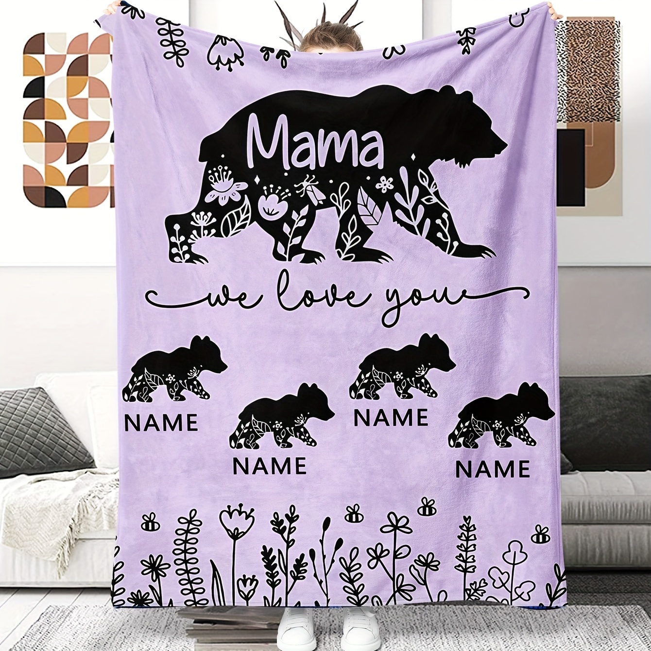 

Personalized Flannel Throw Blanket - Custom Name For Mom, Grandma, Or Grandkids - Perfect Day & Birthday Gift - Soft, Warm, And Allergy-friendly - Versatile Use