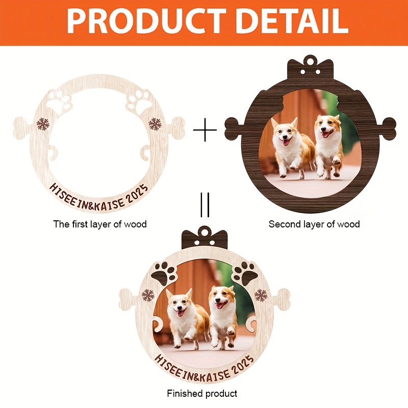 Personalized Double-Layer Wooden Round Pet Memorial Pendant